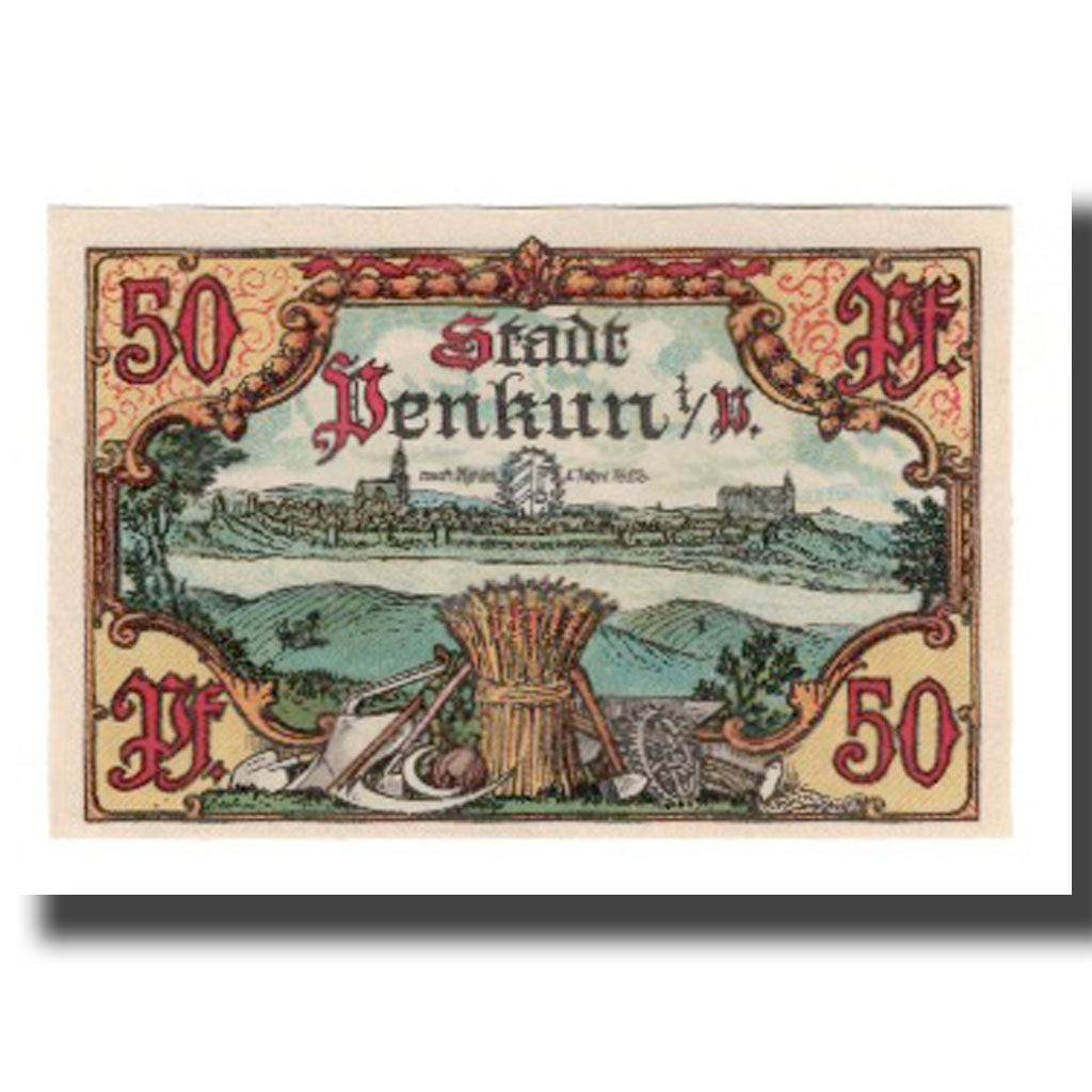 Billet, Allemagne, Penkun Stadt, 50 Pfennig, paysage 1, 1921, 1921-05-01, SUP