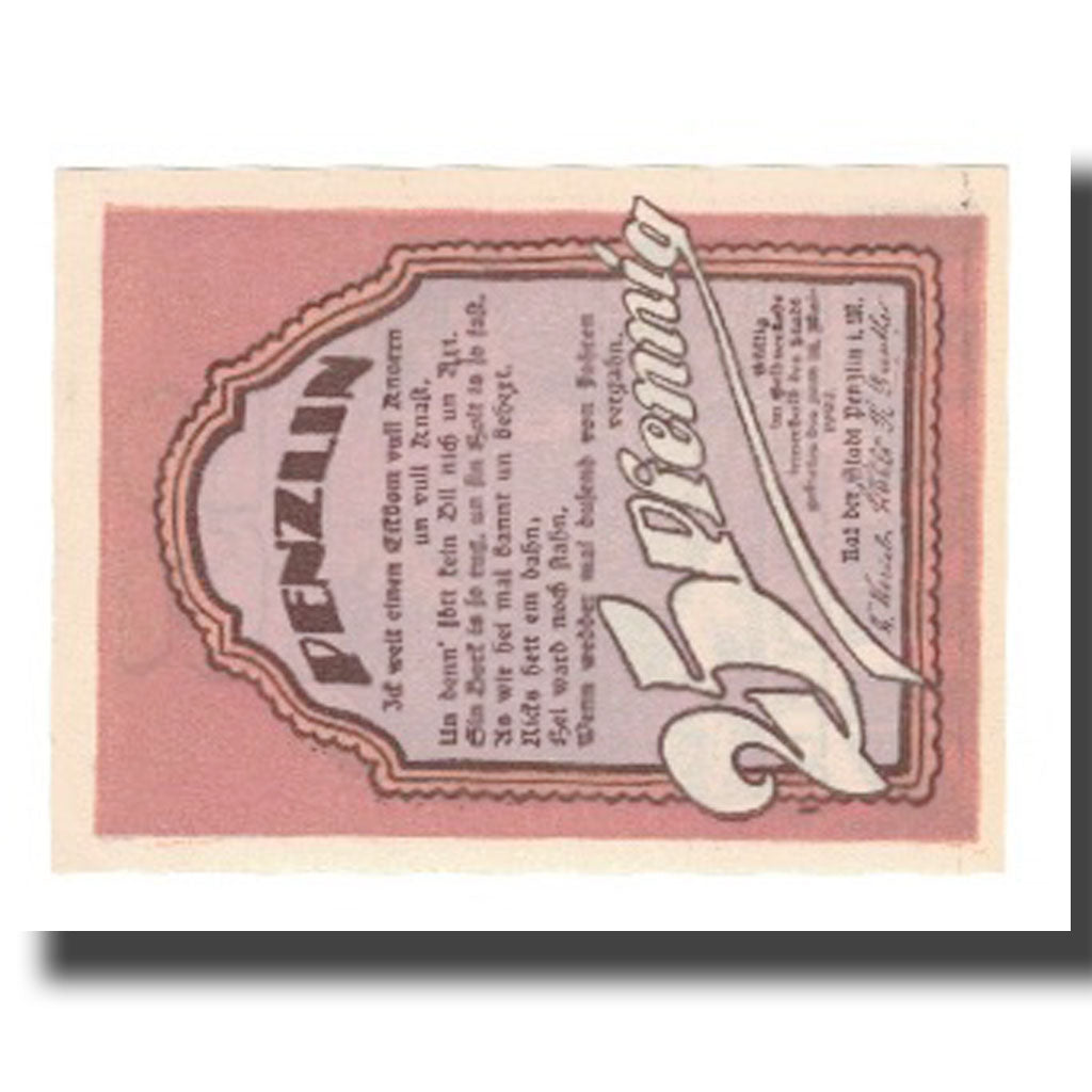 Banknote, Germany, Penzlin Stadt, 25 Pfennig, batiment 1, 1922, 1922-05-31