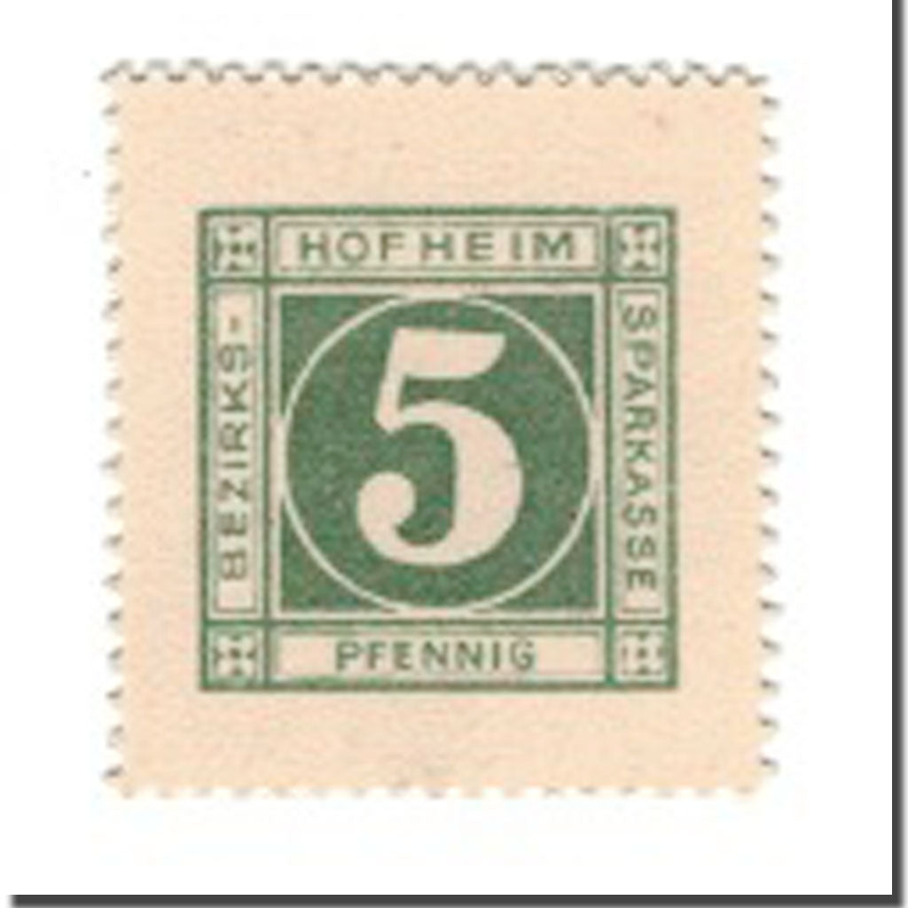 Nota, Alemanha, Hofheim Ufr. Distrikts bzw. Bezirks-Sparkasse, 5 Pfennig, N.D