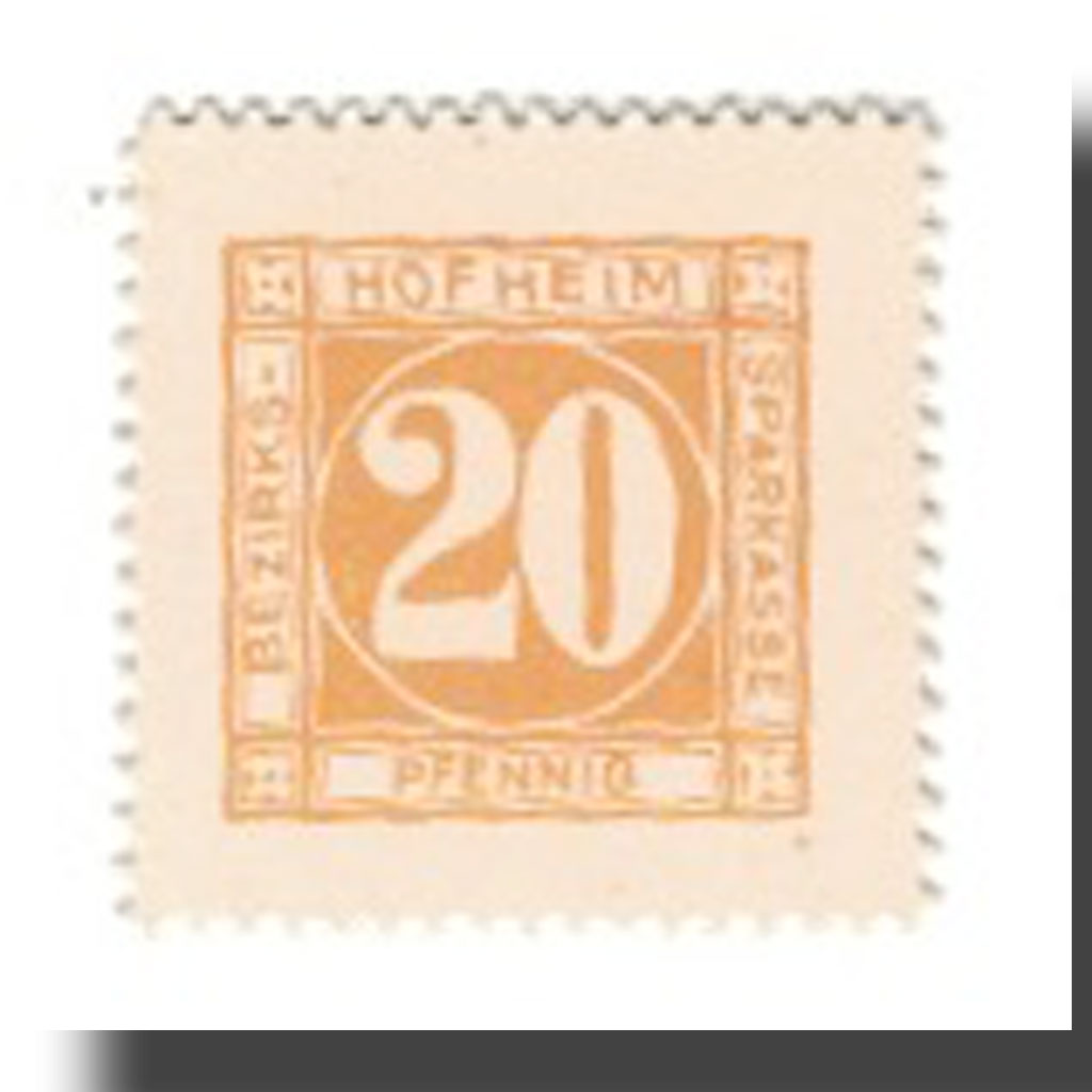 Nota, Alemanha, Hofheim Ufr. Distrikts bzw. Bezirks-Sparkasse, 20 Pfennig, N.D