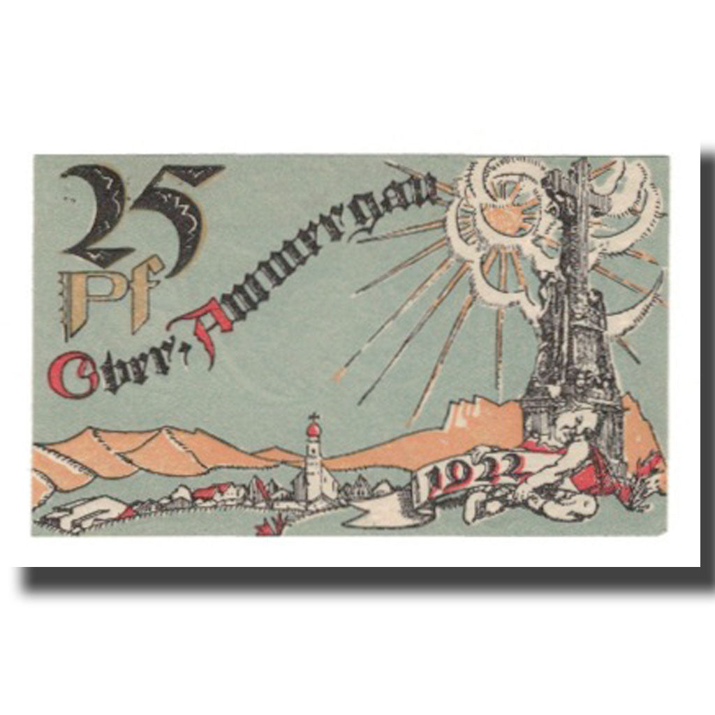 Biljet, Duitsland, Oberammergau Gemeinde, 25 Pfennig, paysage 1, 1921, SUP