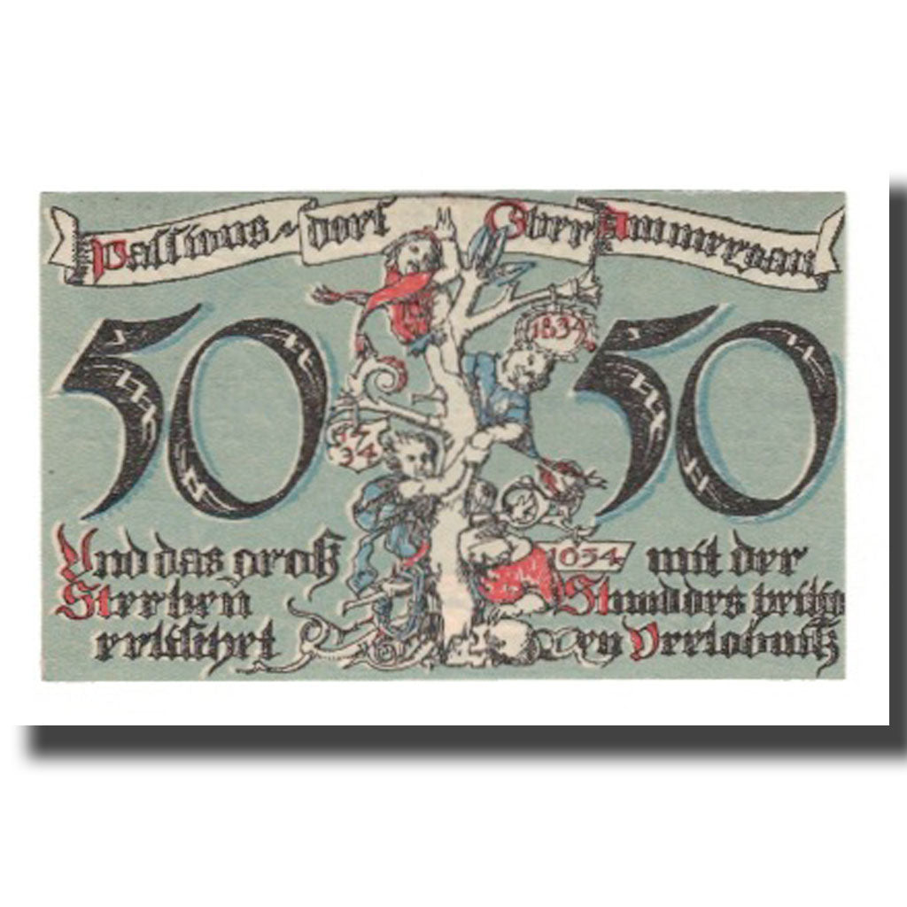 Banknote, Germany, Oberammergau Gemeinde, 50 Pfennig, personnage, 1921