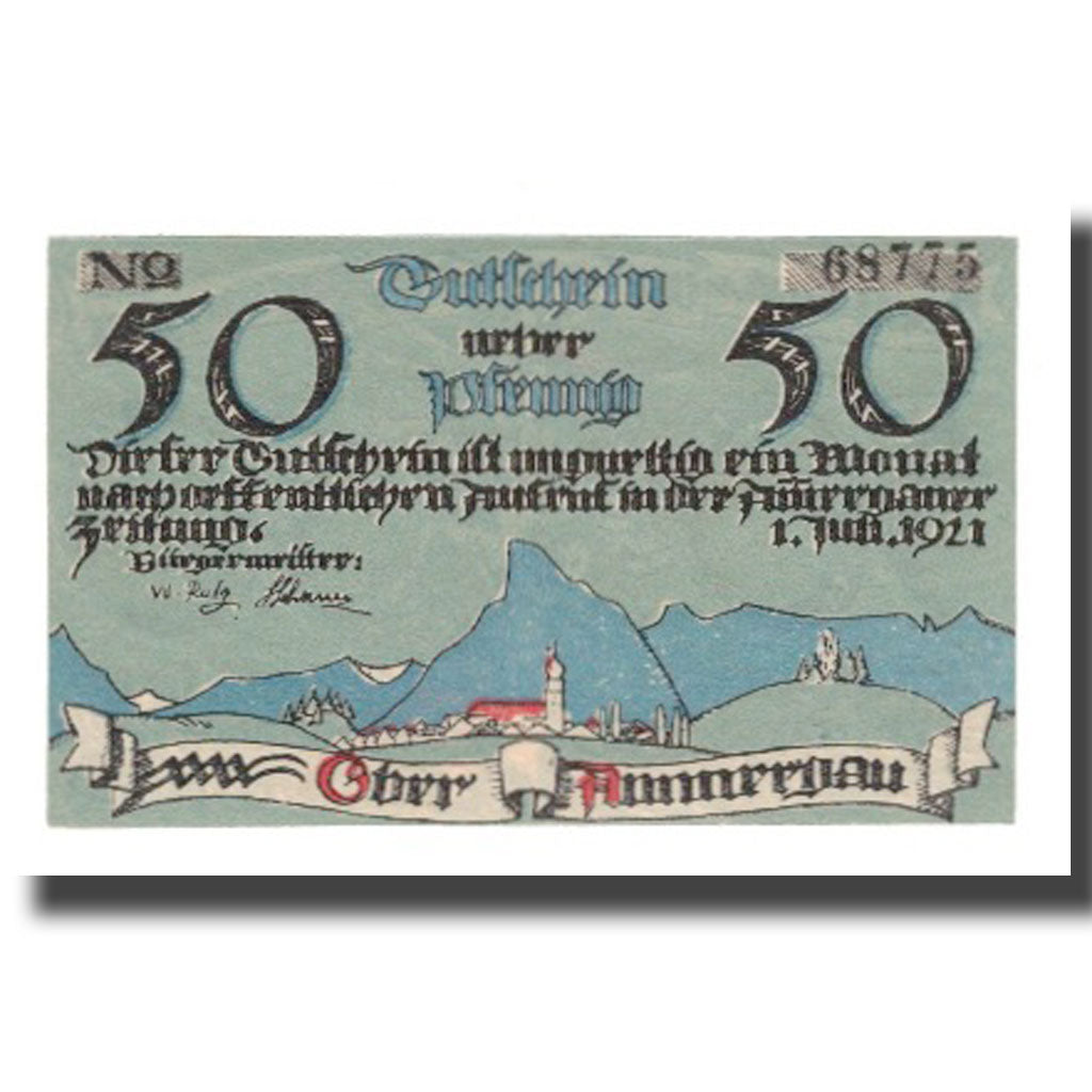 Banknote, Germany, Oberammergau Gemeinde, 50 Pfennig, personnage 1, 1921