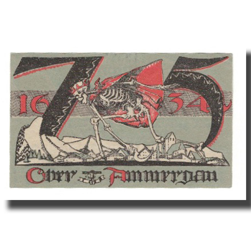 Biljet, Duitsland, Oberammergau Gemeinde, 75 Pfennig, personnage 1, 1921, SUP