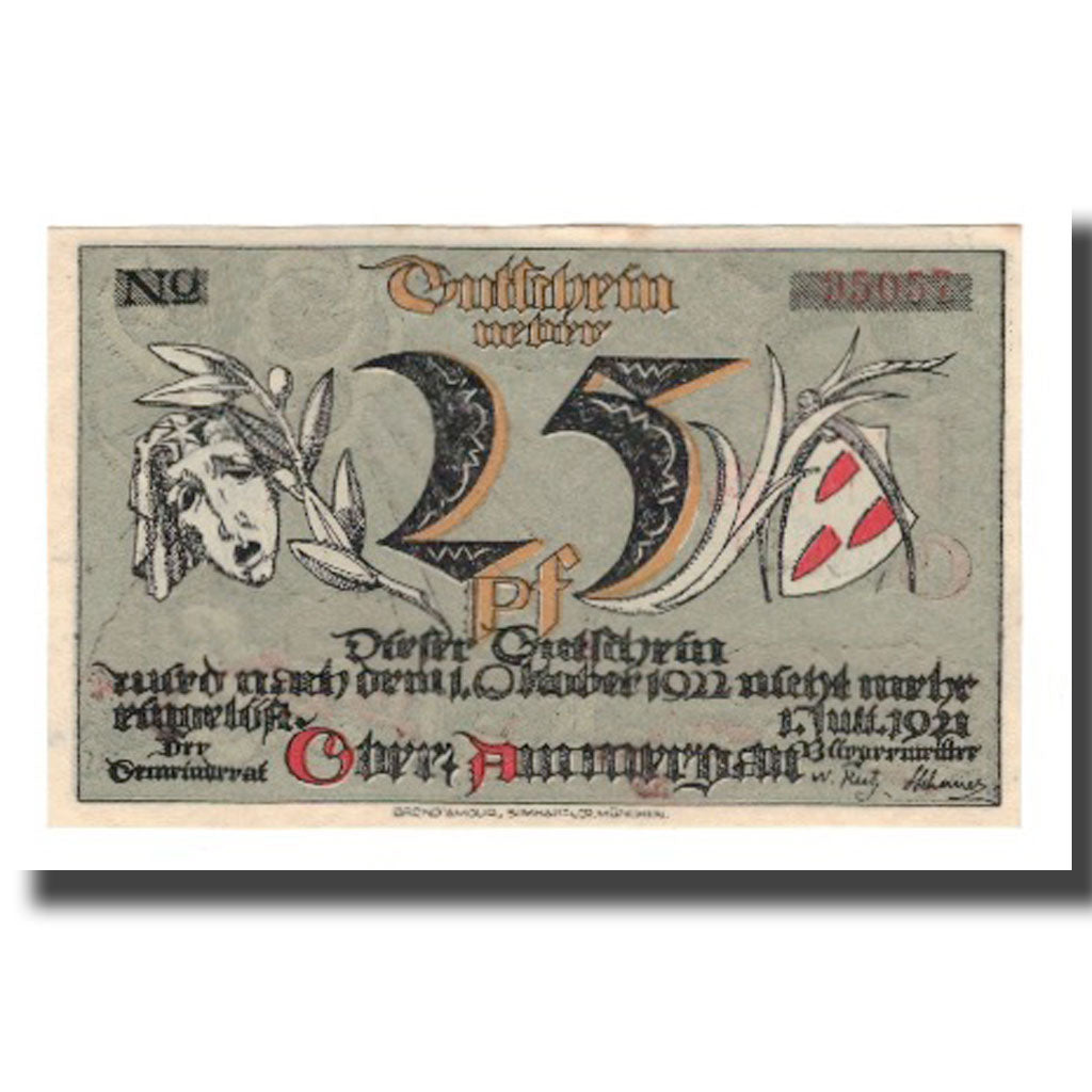 Biljet, Duitsland, Oberammergau Gemeinde, 25 Pfennig, paysage, 1921, SUP