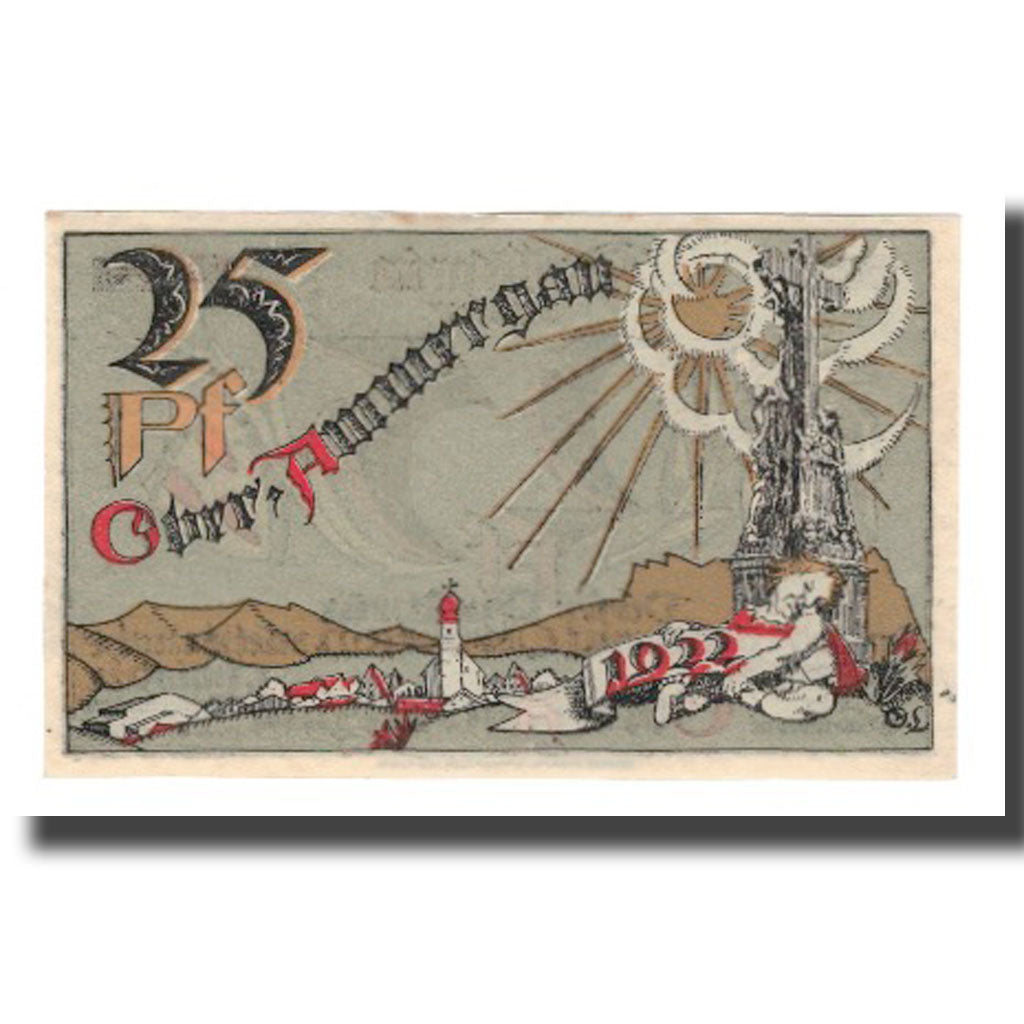 Biljet, Duitsland, Oberammergau Gemeinde, 25 Pfennig, paysage, 1921, SUP