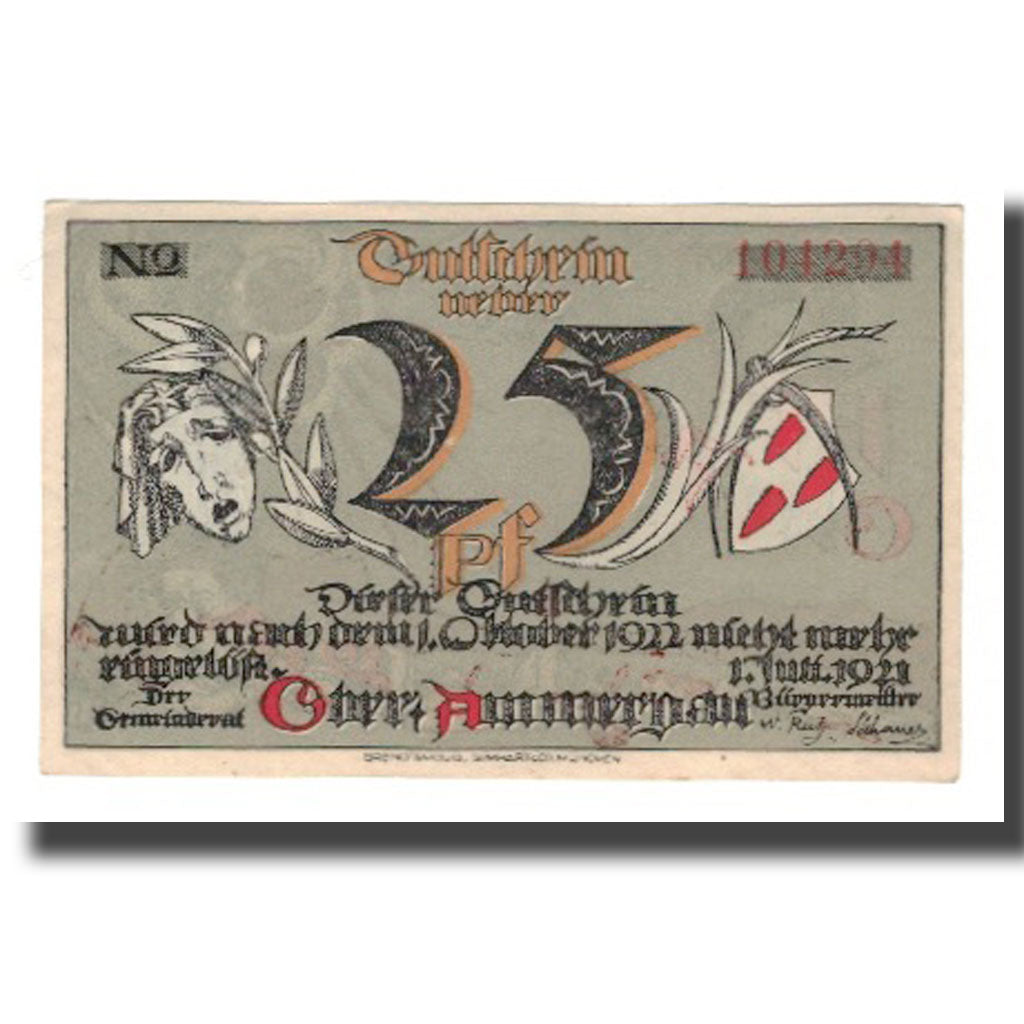 Geldschein, Deutschland, Oberammergau Gemeinde, 25 Pfennig, paysage 1, 1921, VZ