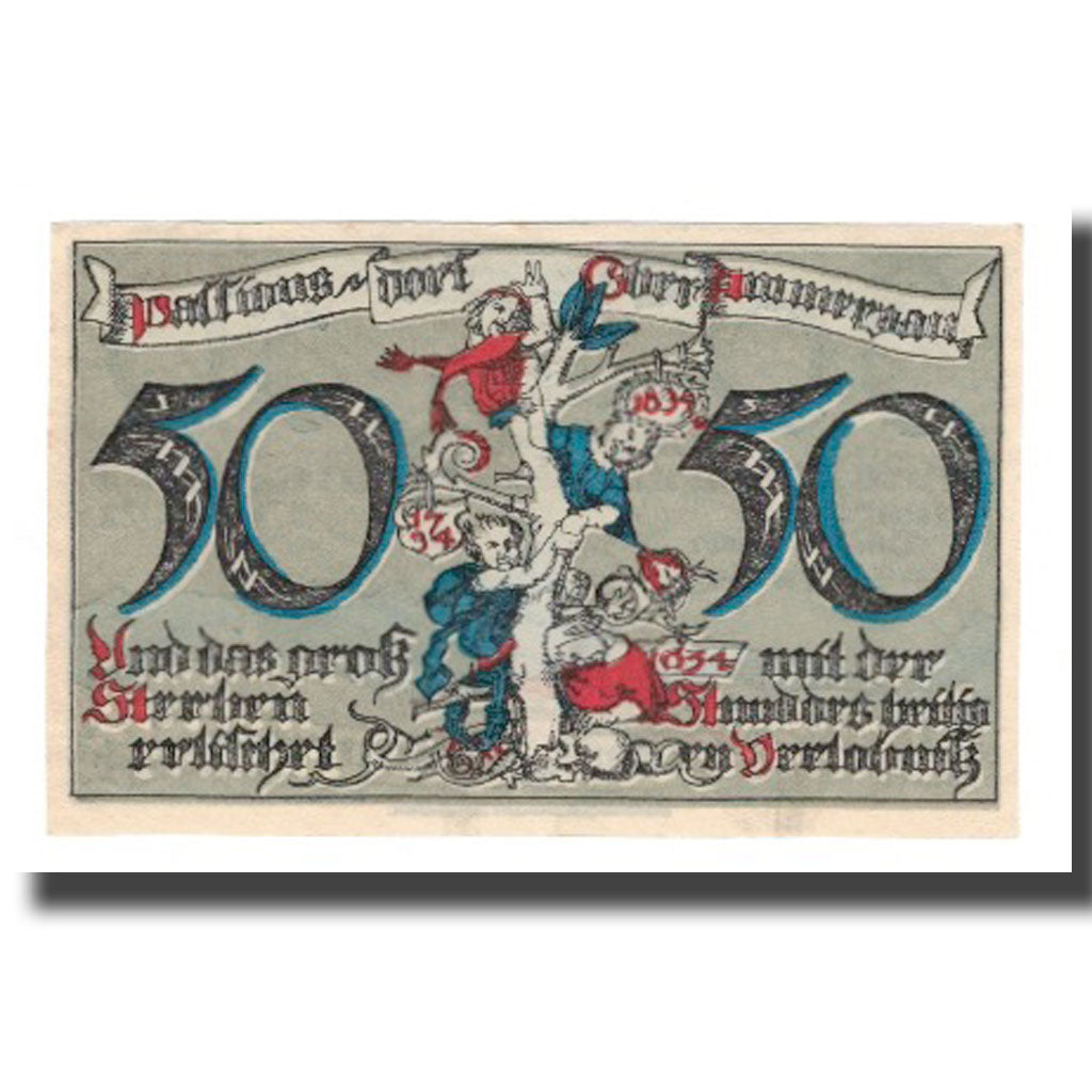 Nota, Alemanha, Oberammergau Gemeinde, 50 Pfennig, personnage, 1921, AU(55-58)