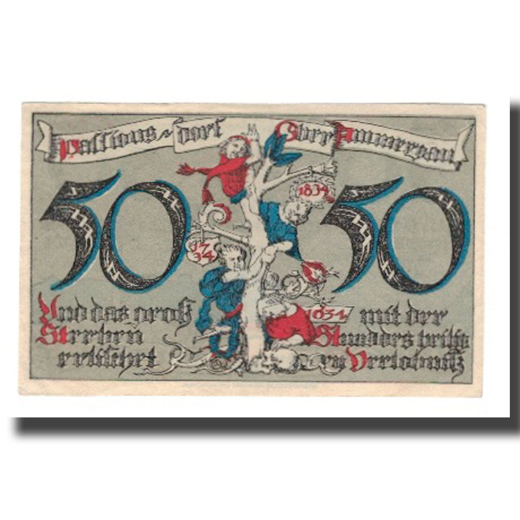 Geldschein, Deutschland, Oberammergau Gemeinde, 50 Pfennig, personnage 1, 1921
