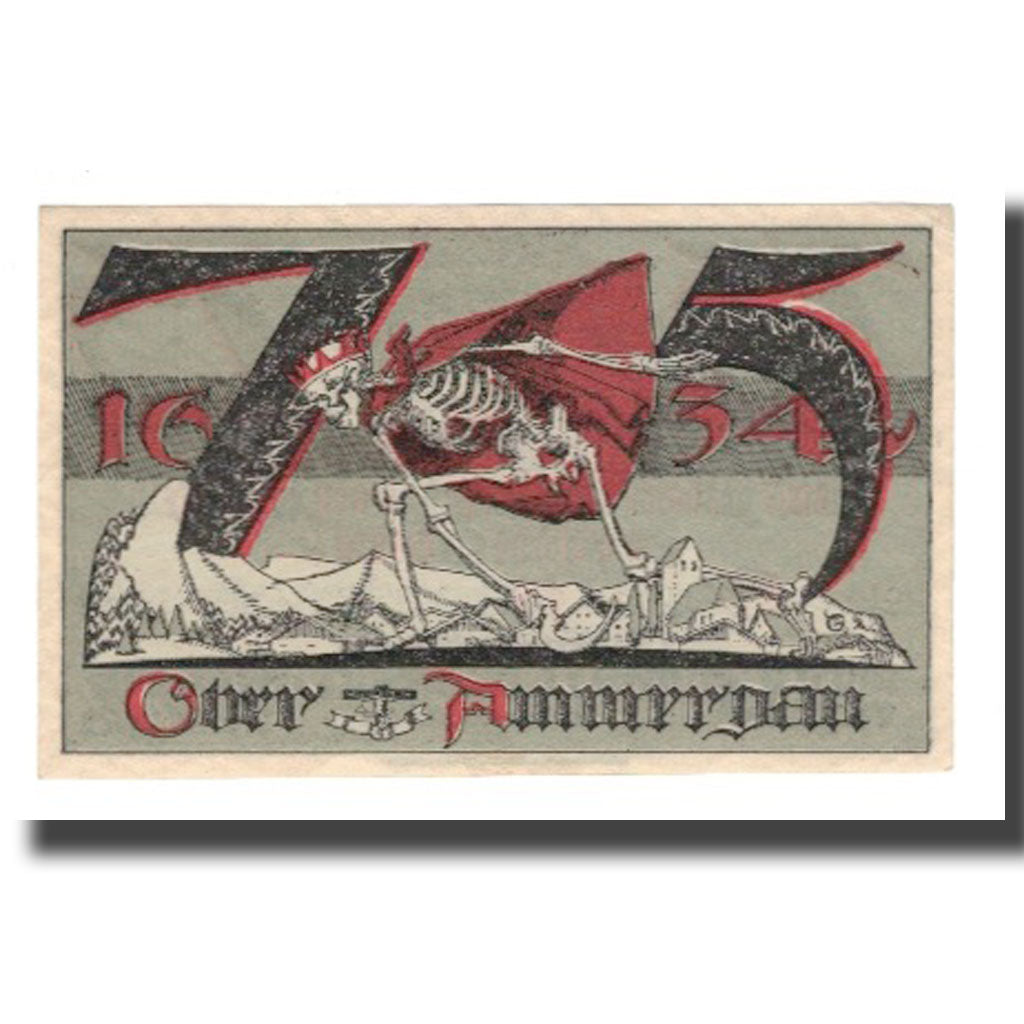 Banknote, Germany, Oberammergau Gemeinde, 75 Pfennig, personnage, 1921
