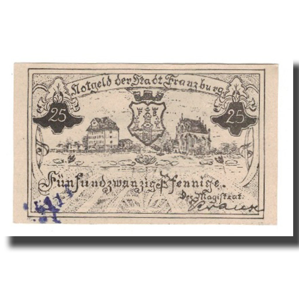 Biljet, Duitsland, Franzburg Stadt, 25 Pfennig, Texte, undated (1921), TTB+