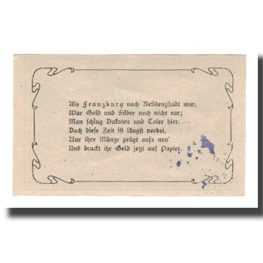 Biljet, Duitsland, Franzburg Stadt, 25 Pfennig, Texte, undated (1921), TTB+