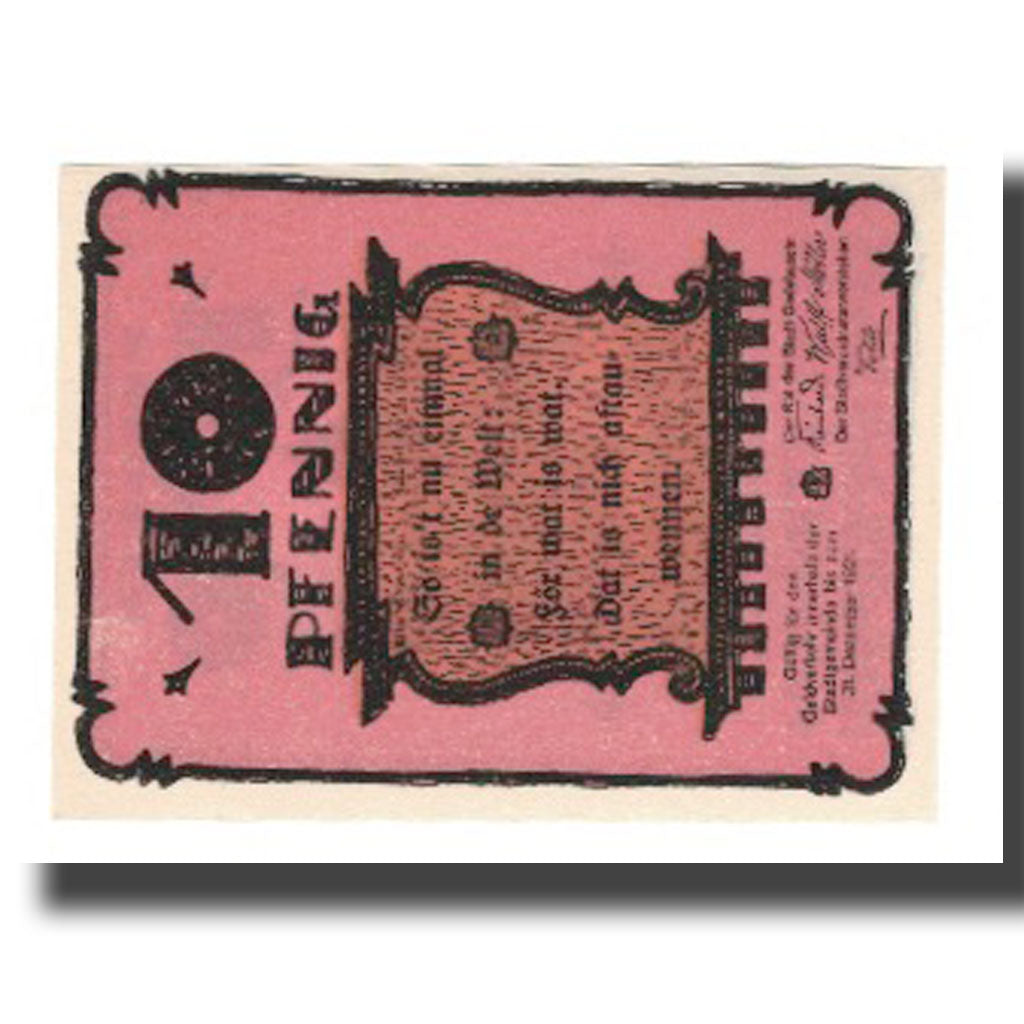Banknote, Germany, Gadebusch Stadt, 10 Pfennig, village 2, 1922, 1922-12-31