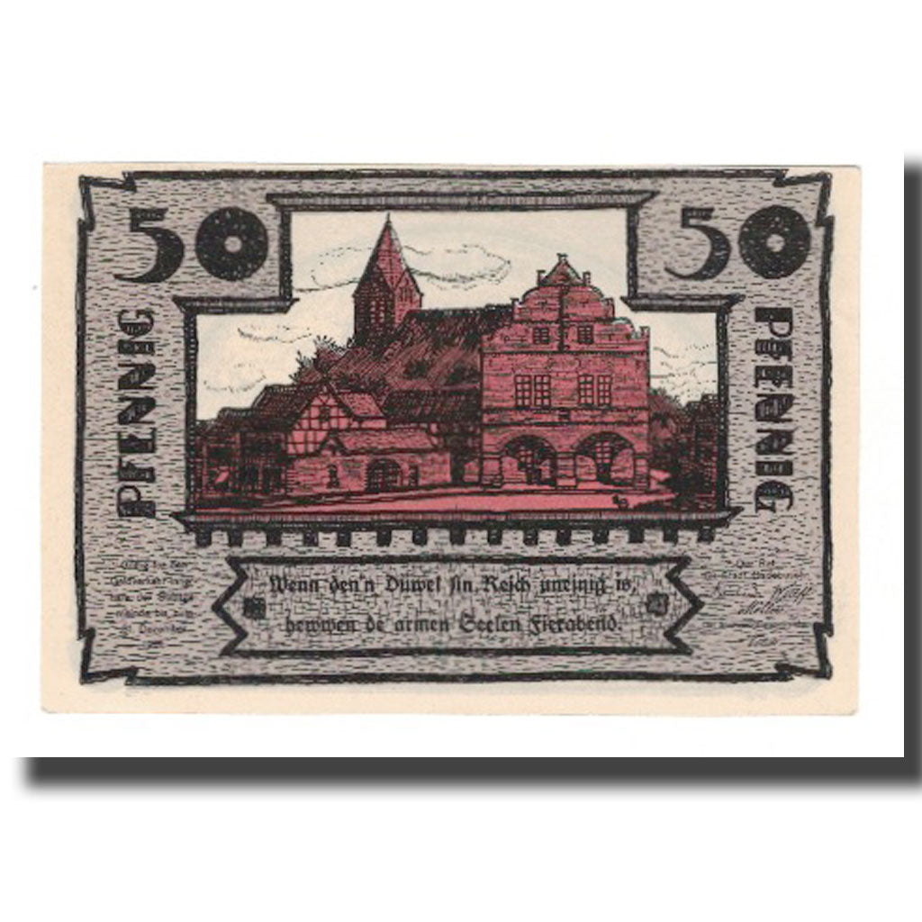 Nota, Alemanha, Gadebusch Stadt, 50 Pfennig, paysage 2, 1922, 1922-12-31