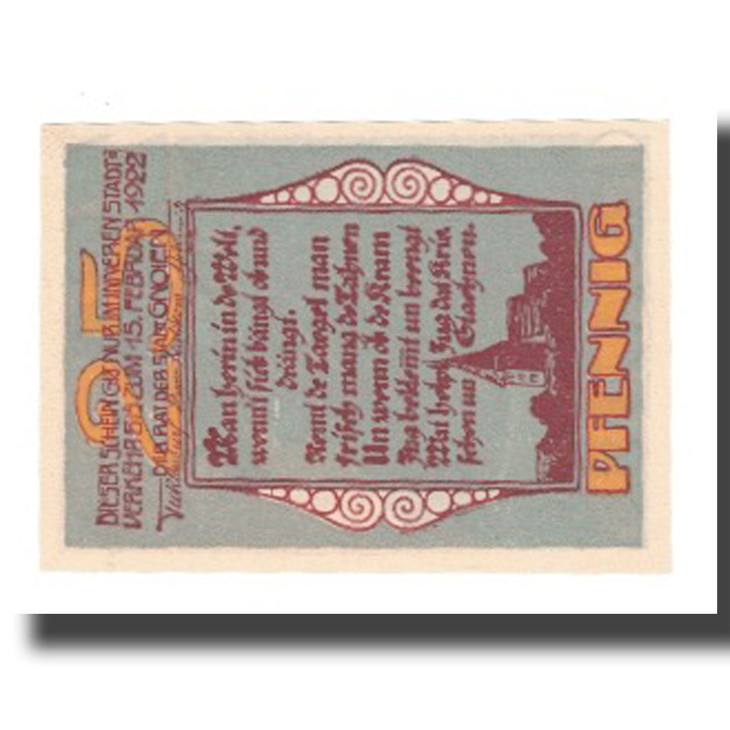 Banknote, Germany, Gnoien Stadt, 25 Pfennig, personnage 1, 1922, 1922-02-15