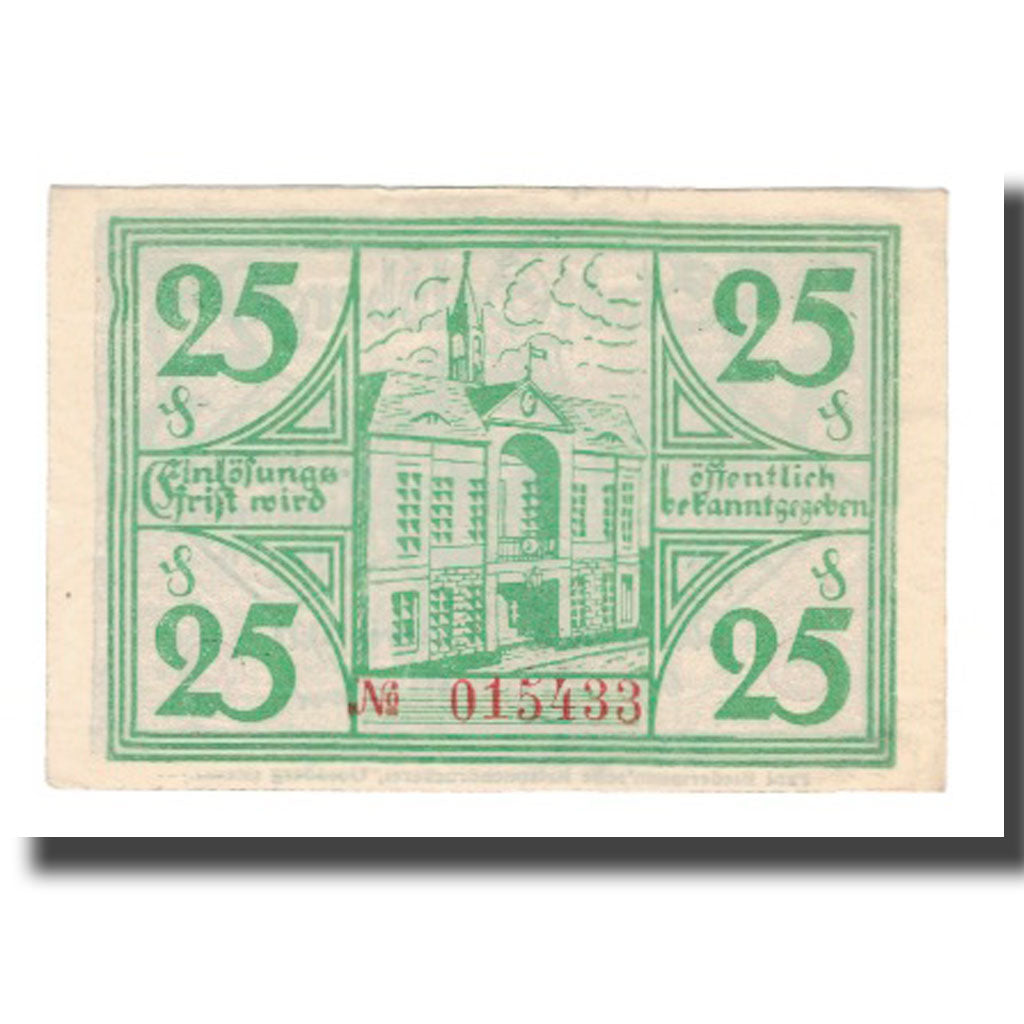 Banconote, Germania, Goldberg Stadt, 25 Pfennig, Batiment, 1921, 1921-04-01