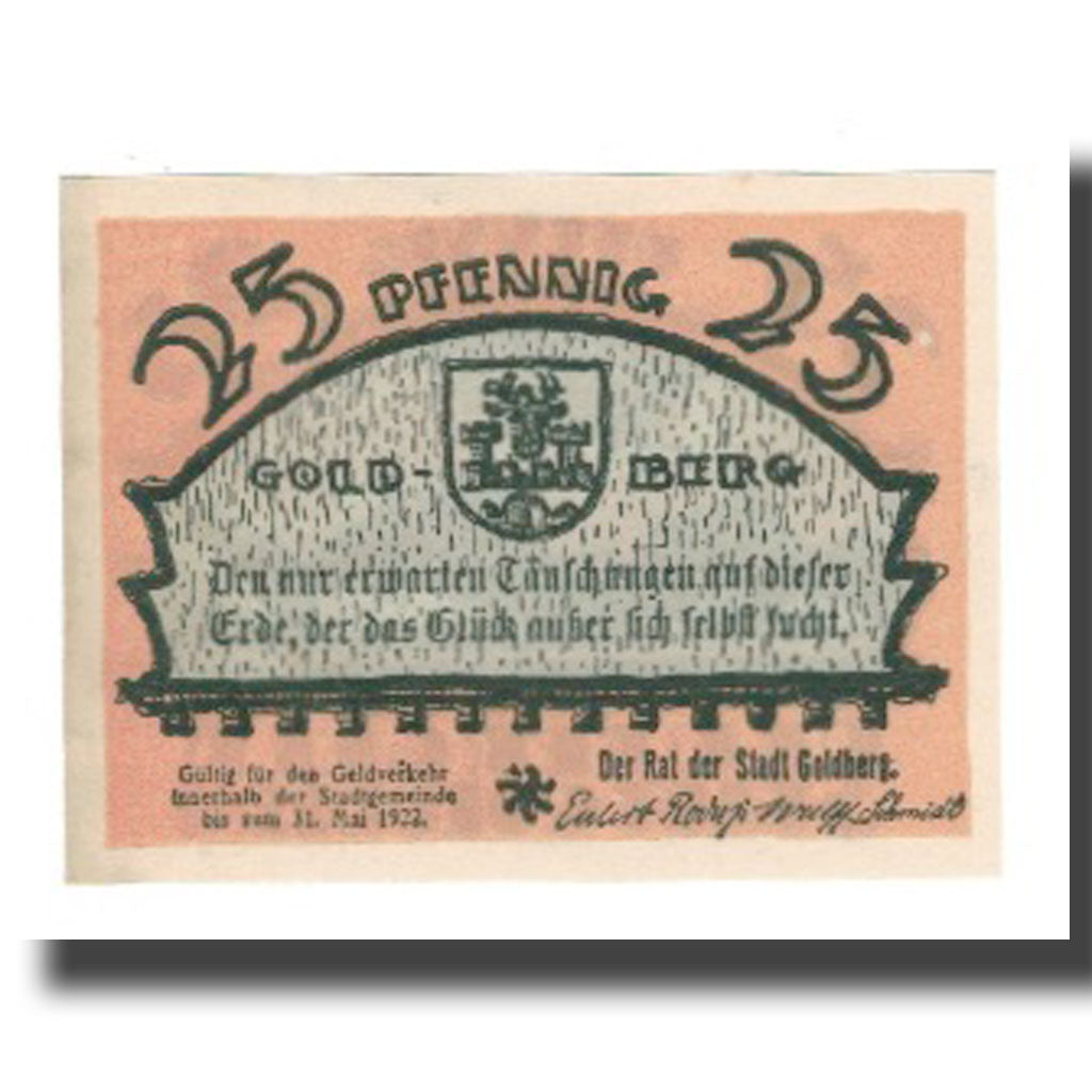 Banknote, Germany, Goldberg Stadt, 25 Pfennig, paysage 1, 1922, 1922-05-31