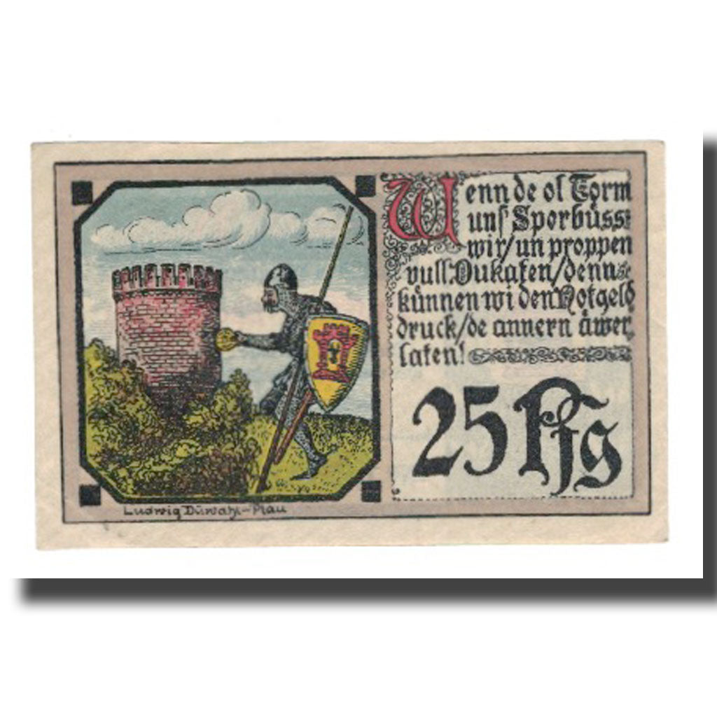Banknote, Germany, Plau Stadt, 25 Pfennig, personnage 2, 1922, 1922-03-31