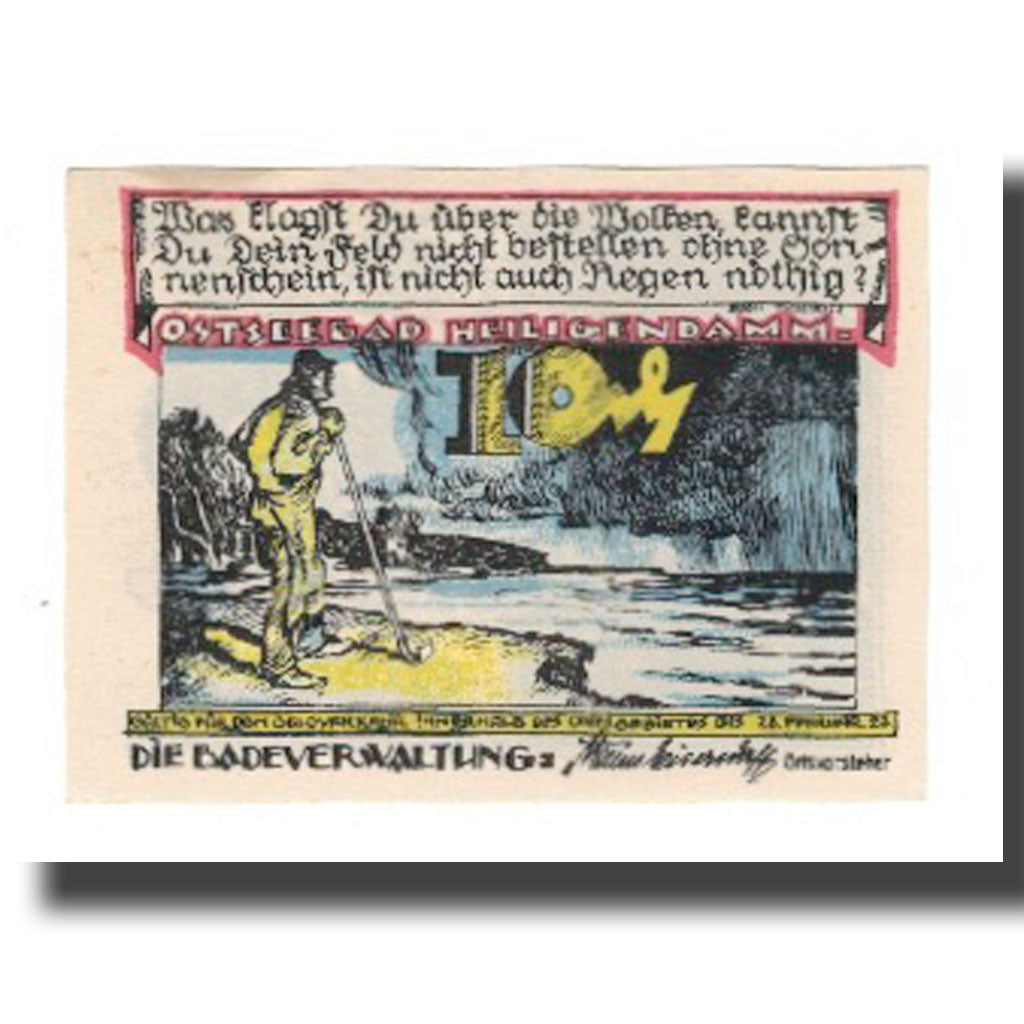 Biljet, Duitsland, Heiligendamm Badeverwaltung, 10 Pfennig, personnage, 1922