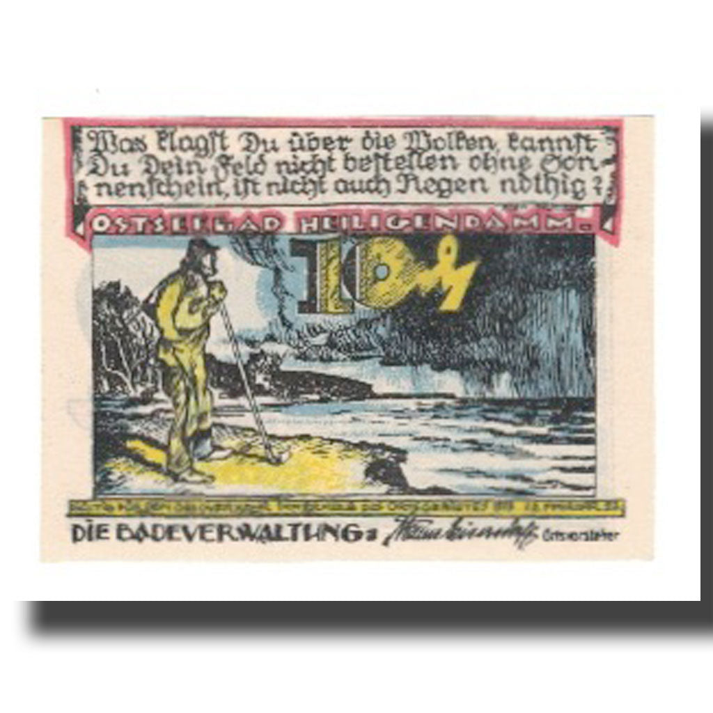 Banknote, Germany, Heiligendamm Badeverwaltung, 10 Pfennig, personnage 1, 1922