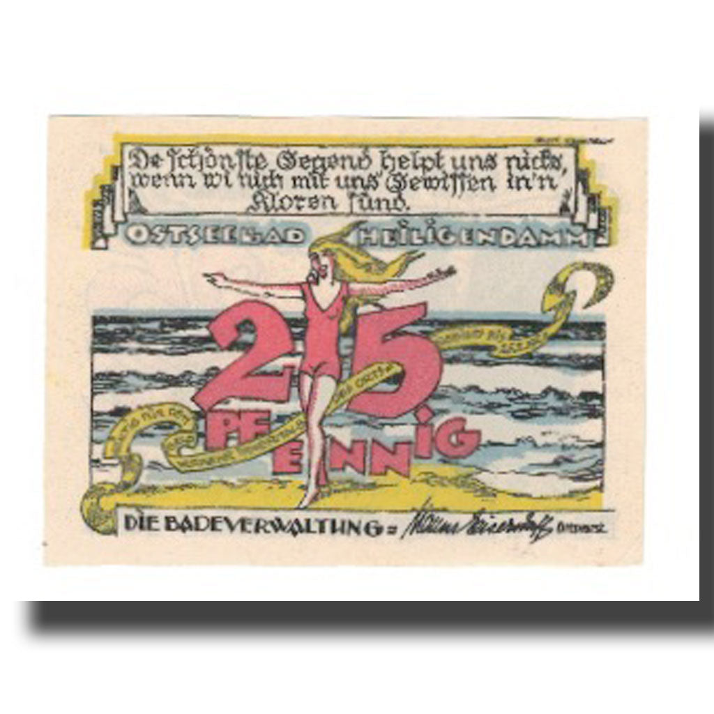 Banknote, Germany, Heiligendamm Badeverwaltung, 25 Pfennig, personnage 1, 1922
