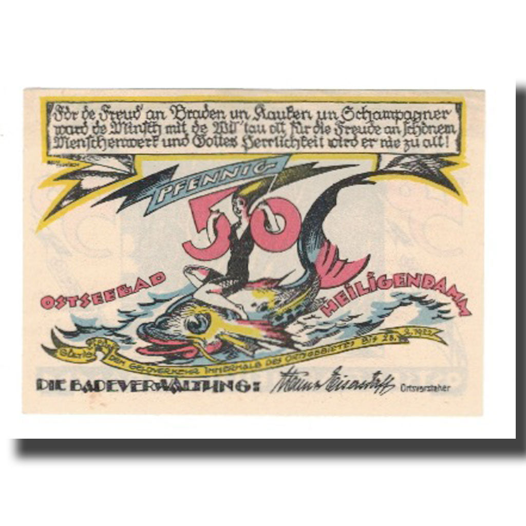 Biljet, Duitsland, Heiligendamm Badeverwaltung, 50 Pfennig, personnage 1, 1922