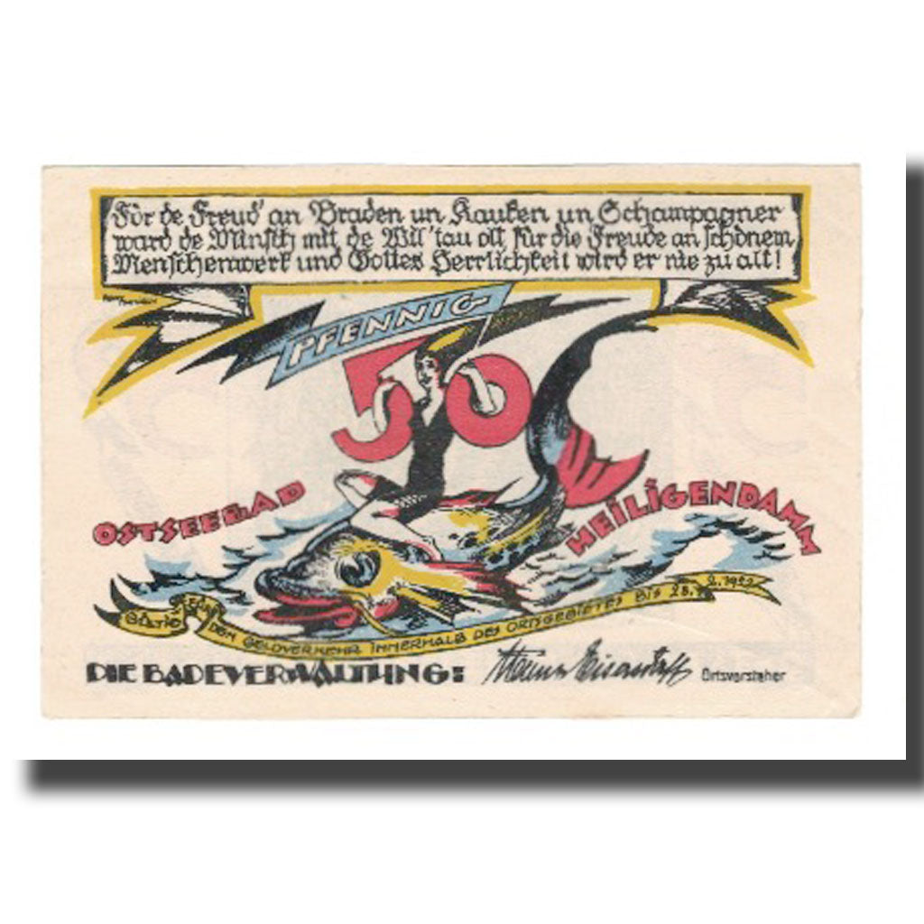 Biljet, Duitsland, Heiligendamm Badeverwaltung, 50 Pfennig, personnage 2, 1922