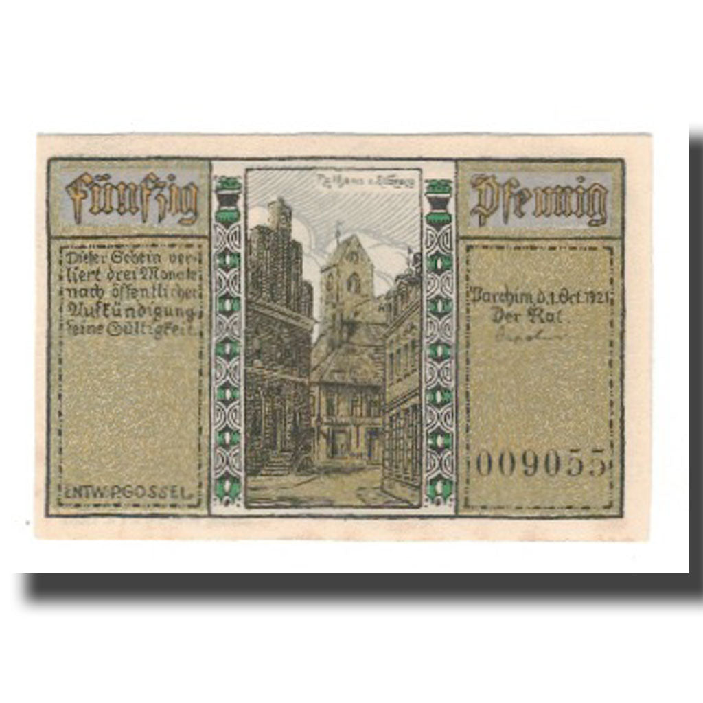 Banknote, Germany, Parchim Stadt, 50 Pfennig, village, 1921, 1921-10-01