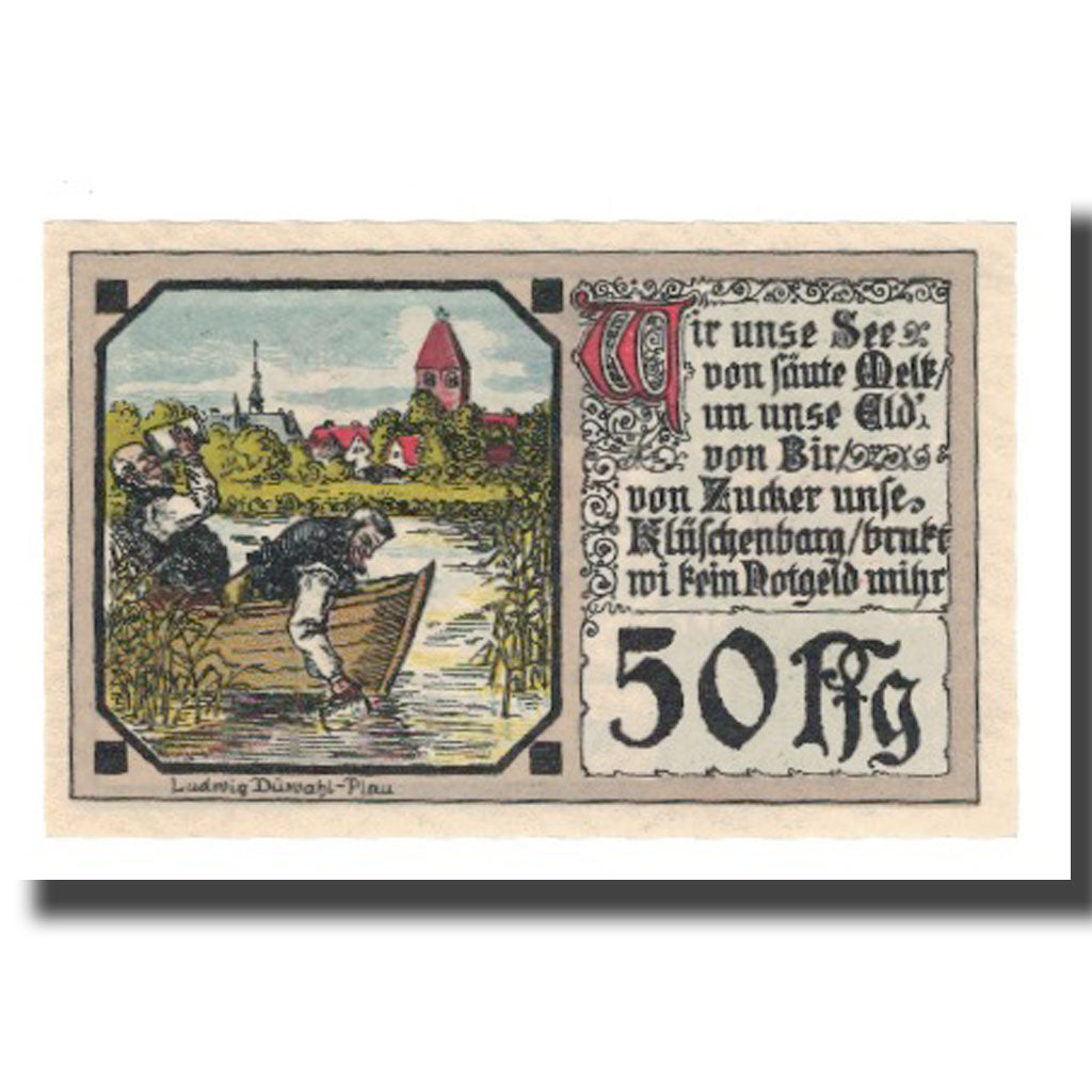 Banconote, Germania, Plau Stadt, 50 Pfennig, personnage, 1922, 1922-03-31, SPL-