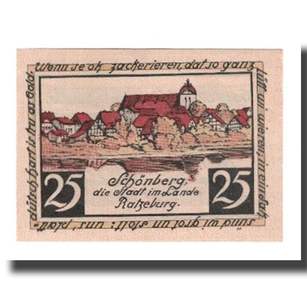 Billete, Alemania, Schönberg Stadt, 25 Pfennig, Texte, 1923, 1923-01-01, EBC