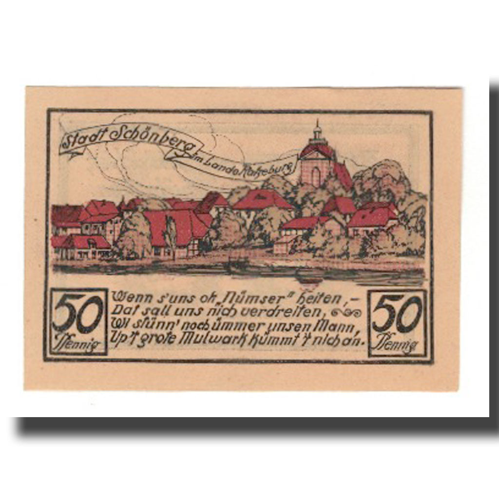 Banknot, Niemcy, Schönberg Stadt, 50 Pfennig, Texte, 1923, 1923-01-01