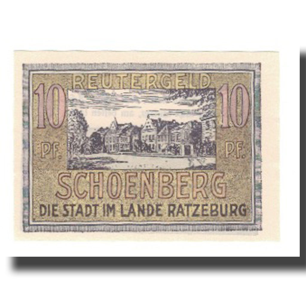 Banknote, Germany, Schönberg Stadt, 10 Pfennig, rue, 1922, 1922-05-31