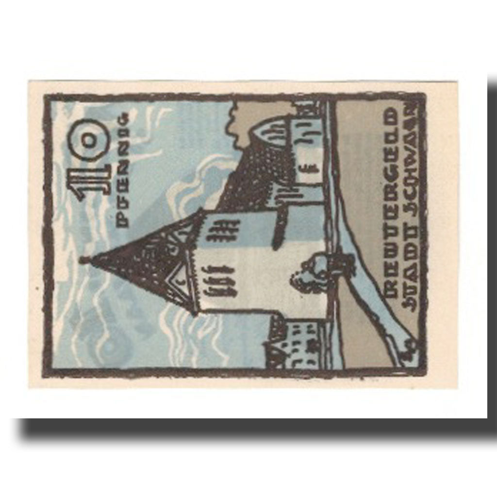 Banknote, Germany, Schwaan Stadt, 10 Pfennig, batiment 1, 1922, 1922-05-31