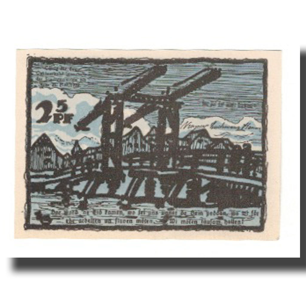 Nota, Alemanha, Schwaan Stadt, 25 Pfennig, Batiment, 1922, 1922-05-31
