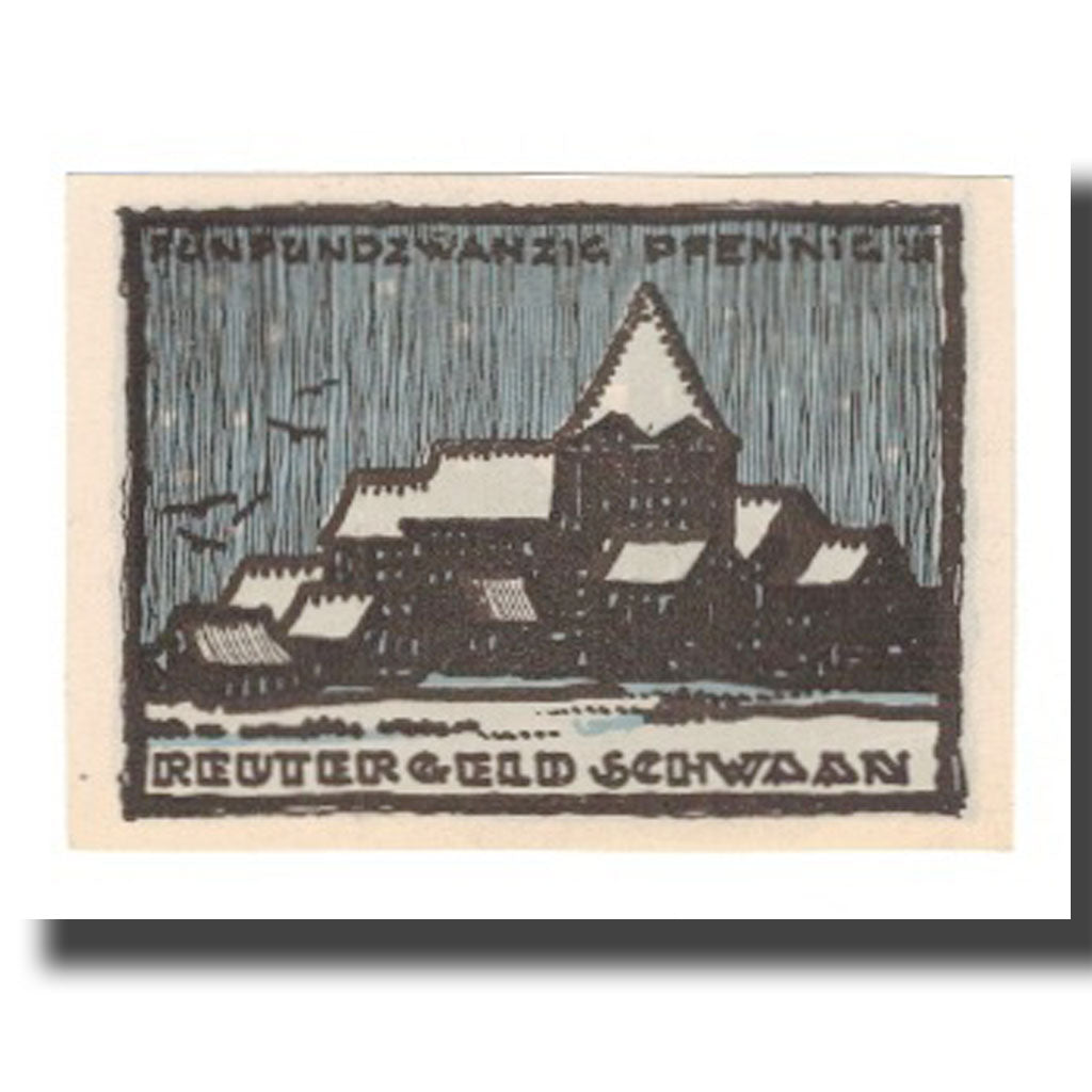 Nota, Alemanha, Schwaan Stadt, 25 Pfennig, Batiment, 1922, 1922-05-31