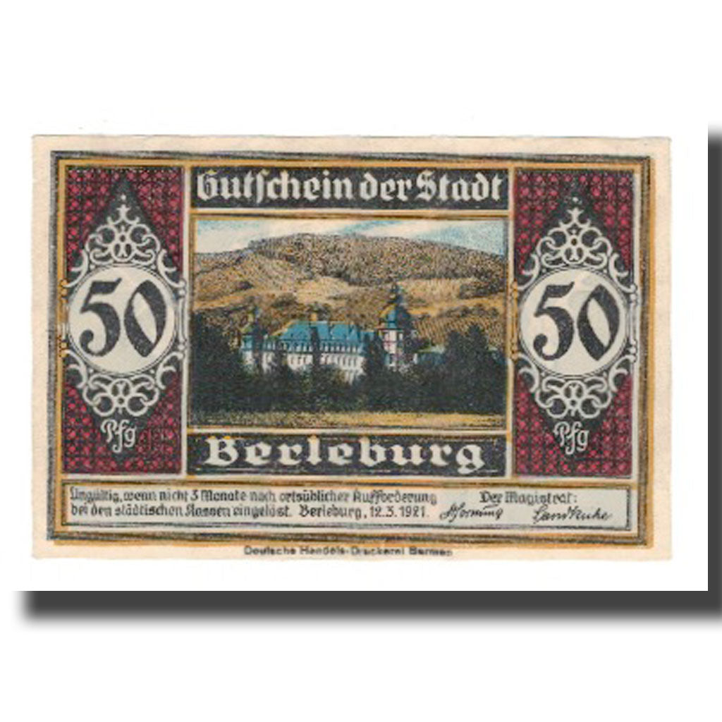 Banknote, Germany, Berleburg Stadt, 50 Pfennig, personnage, 1921, 1921-03-12