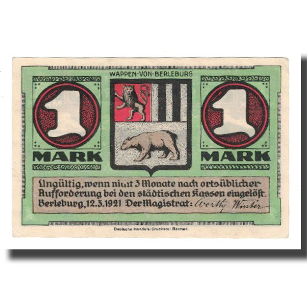 Banknote, Germany, Berleburg Stadt, 1 Mark, paysage, 1921, 1921-03-12