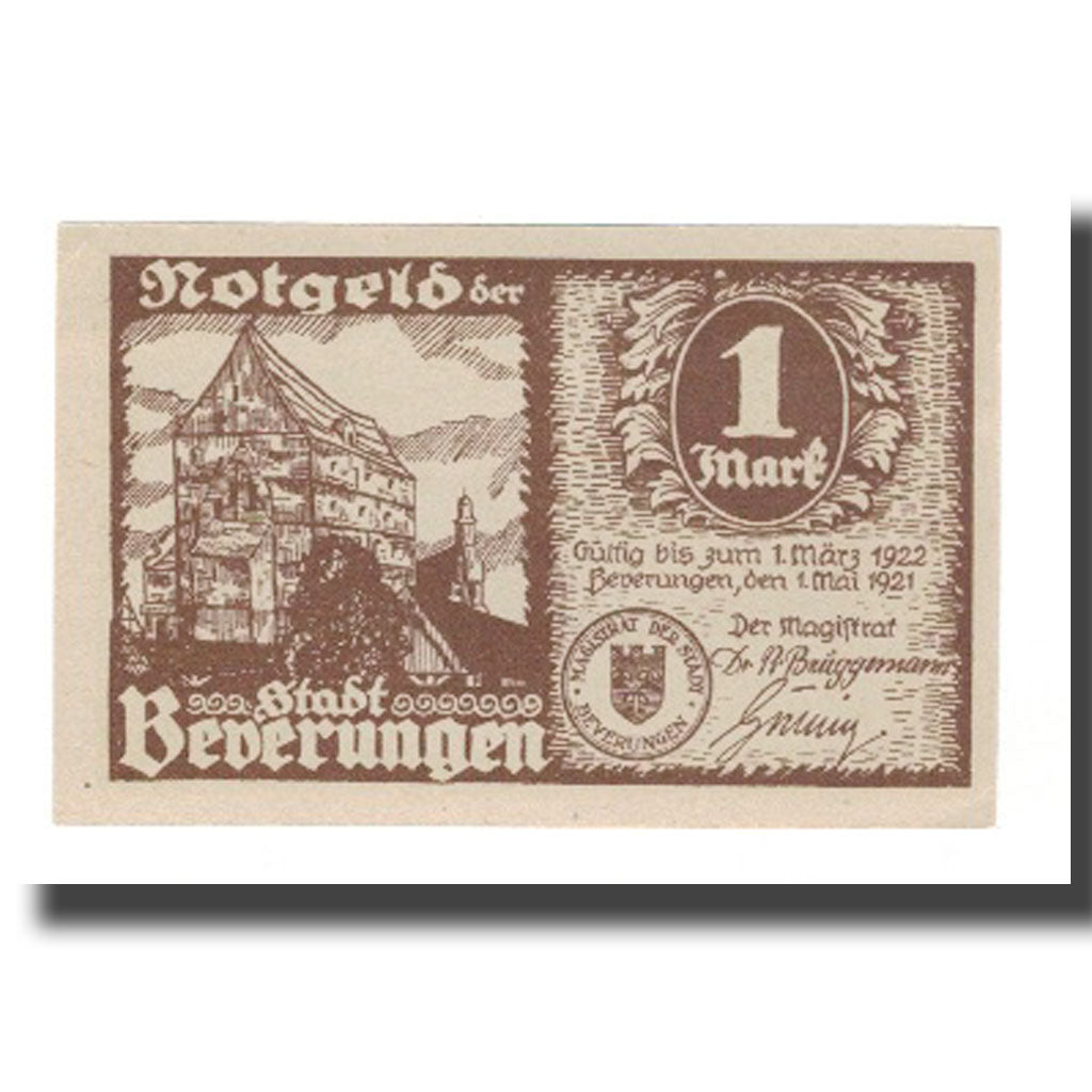 Banconote, Germania, Beverungen Stadt, 1 Mark, personnage, 1922, 1922-03-01