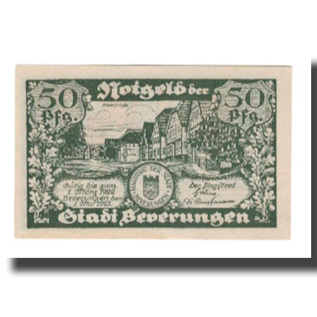 Geldschein, Deutschland, Beverungen Stadt, 50 Pfennig, personnage, 1922