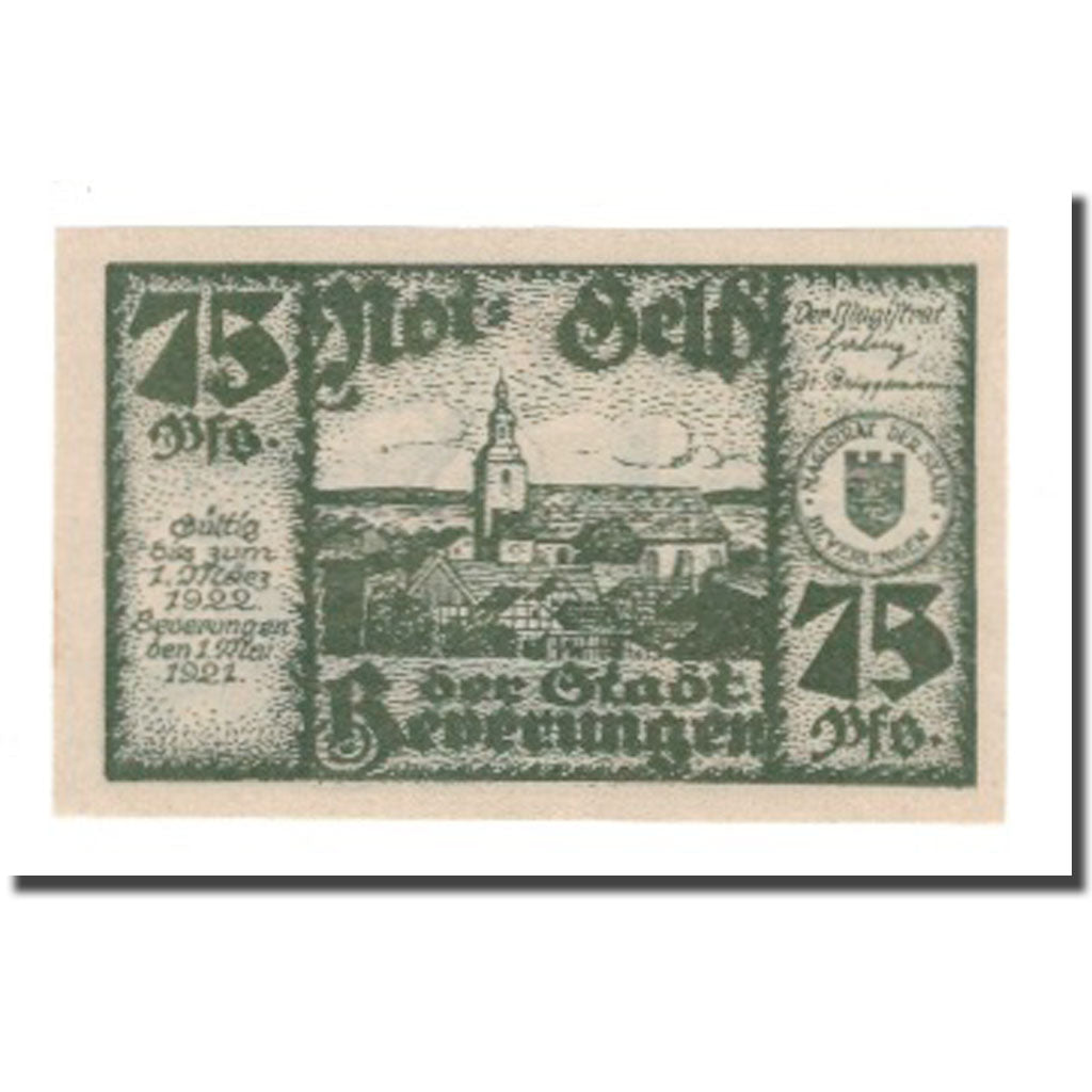 Banknot, Niemcy, Beverungen Stadt, 75 Pfennig, personnage, 1922, 1922-03-01