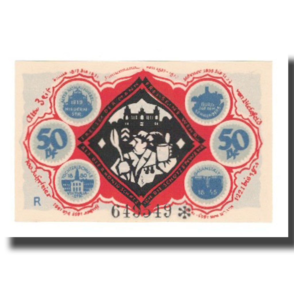 Banknote, Germany, Bielefeld Stadt, 50 Pfennig, personnage 2, 1921, 1921-05-15