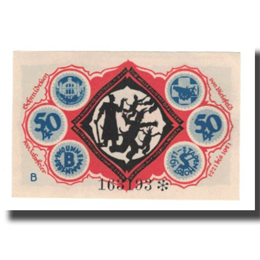 Biljet, Duitsland, Bielefeld Stadt, 50 Pfennig, personnage 3, 1921, 1921-05-15