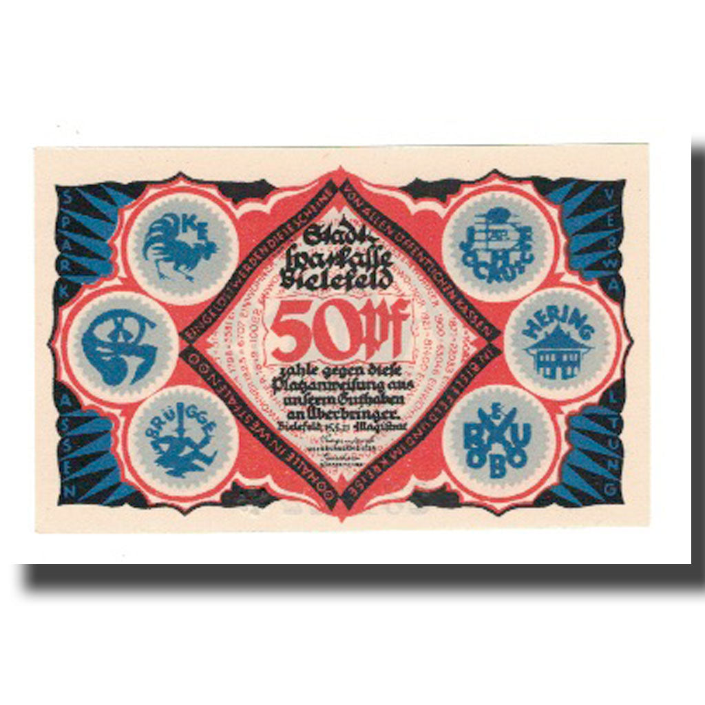 Banknote, Germany, Bielefeld Stadt, 50 Pfennig, personnage 5, 1921, 1921-05-15