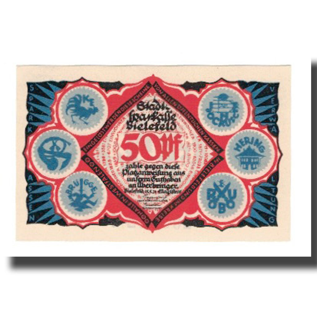 Billete, Alemania, Bielefeld Stadt, 50 Pfennig, personnage 6, 1921, 1921-05-15