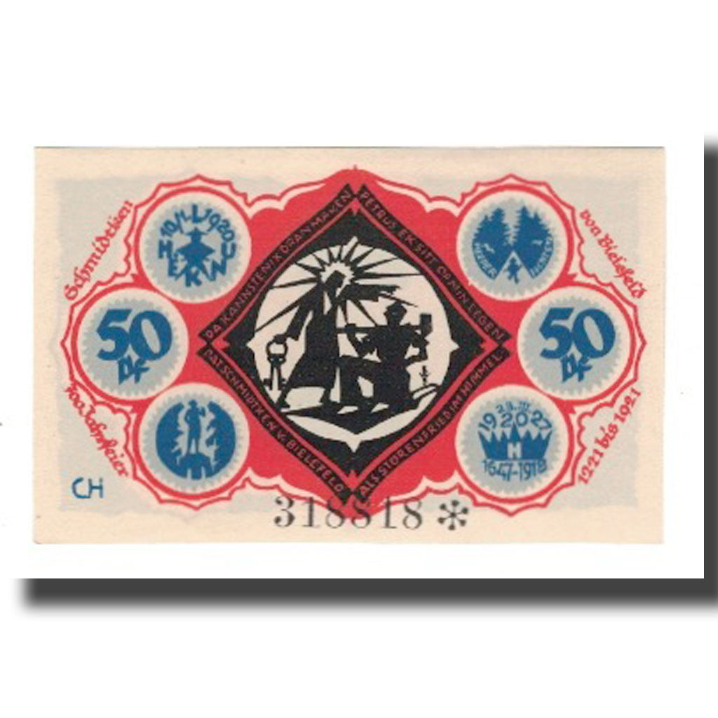 Billete, Alemania, Bielefeld Stadt, 50 Pfennig, personnage 7, 1921, 1921-05-15