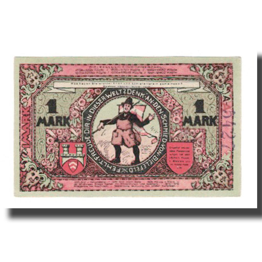 Banknote, Germany, Bielefeld Stadt, 1 Mark, personnage 1, 1921, 1921-07-15