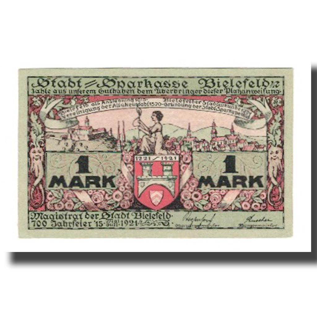 Banknote, Germany, Bielefeld Stadt, 1 Mark, personnage 1, 1921, 1921-07-15