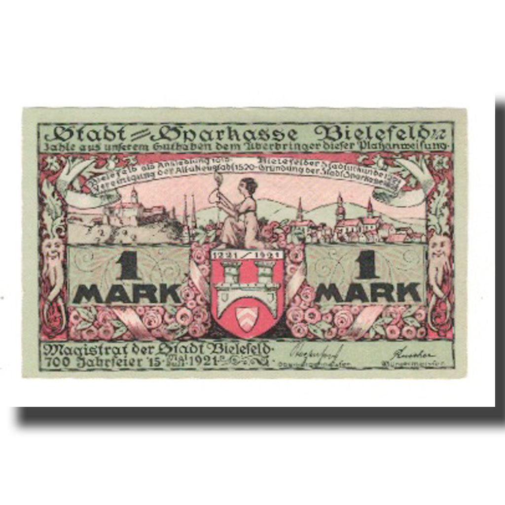 Banknote, Germany, Bielefeld Stadt, 1 Mark, personnage 2, 1921, 1921-07-15