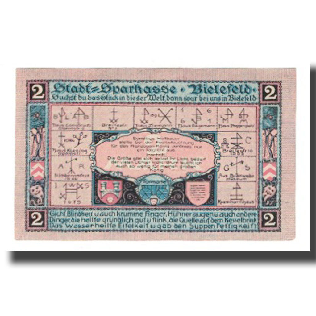Banknote, Germany, Bielefeld Stadt, 2 Mark, texte 1, 1921, 1921-07-15