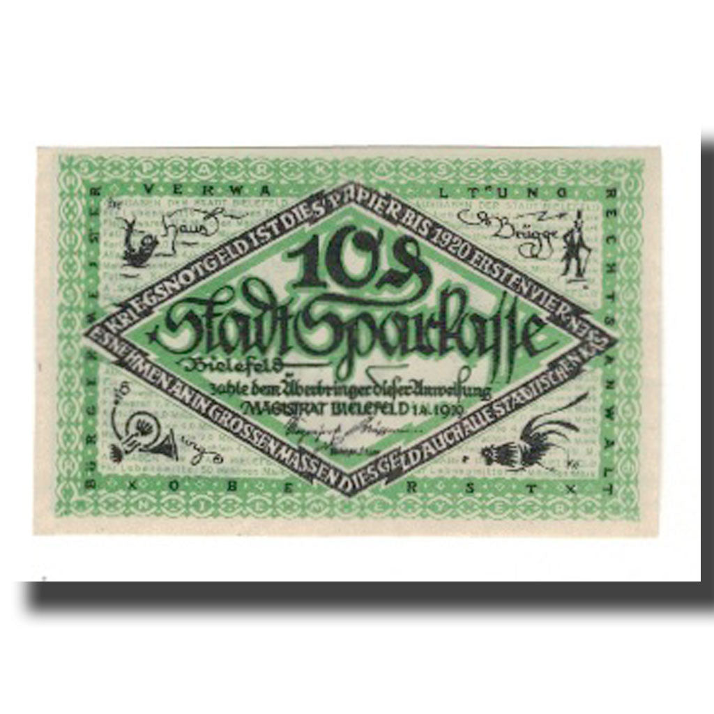 Banknote, Germany, Bielefeld Stadt, 10 Pfennig, Texte 3, 1921, 1921-04-01